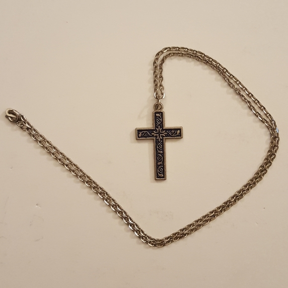 Blue cross necklace - Picture 3 of 5